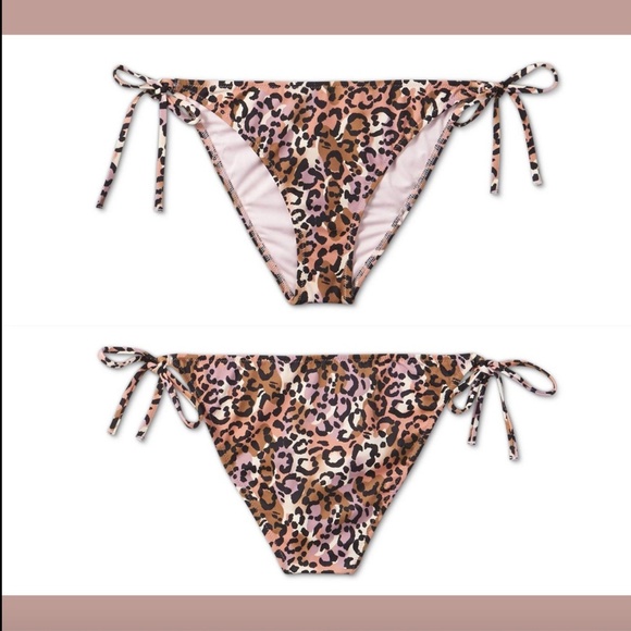 Shade & Shore Other - NEW Shade & Shore Leopard‎ Side-Tie Cheeky Bikini Bottoms [ SZ Large ] #3342